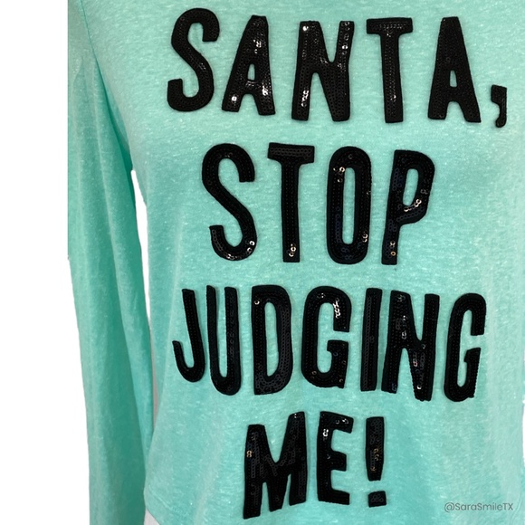 AEROPOSTALE - Santa, Stop Judging Me! - Sequin Mint Green Cropped Top - Picture 5 of 14